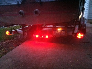 Rear trailer lights and license plate.